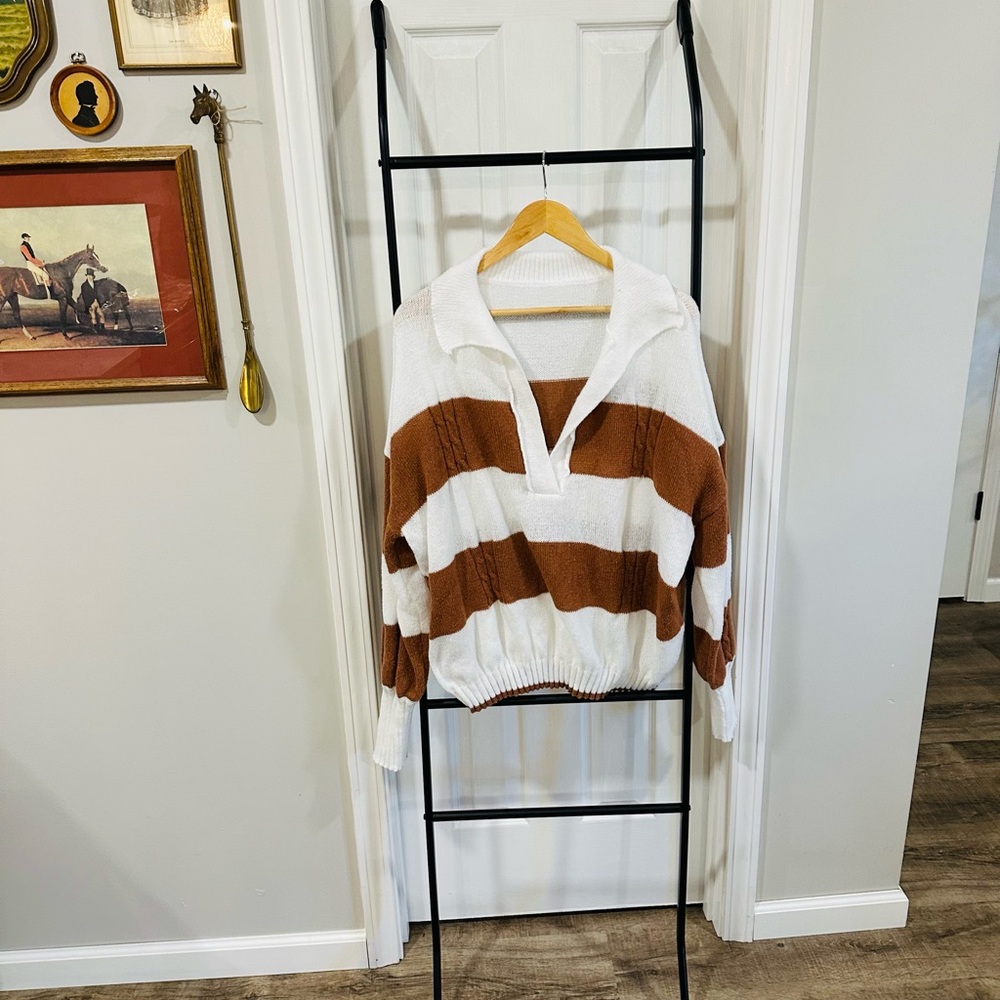Shein Curve Block Striped Sweater